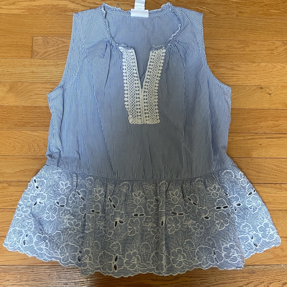 Liz Claiborne striped Sleeveless top with embroidery